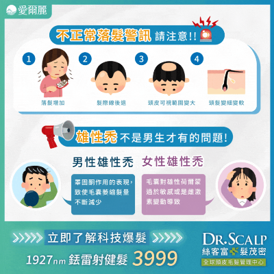 異常落髮不再是男性專屬問題！女性也可能有雄性禿